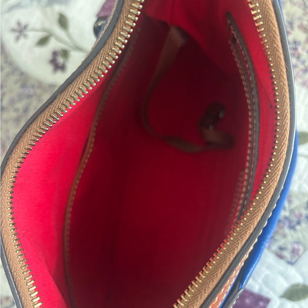 Dooney & Bourke Royal Blue and Chestnut Shoulder Bag - Picture 5 of 9